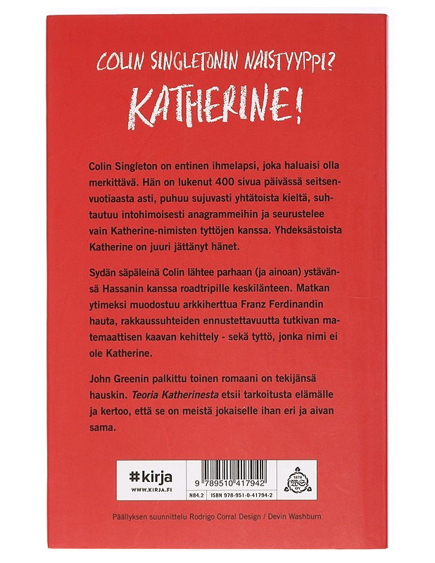 Teoria Katherinesta - Green, John - Nuorten kirjat - 10105410026 - 1