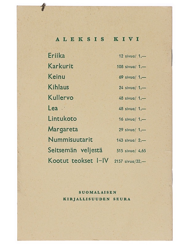 Yö ja Päivä - Aleksis Kivi - Romaanit ja novellit - 10105410254 - 1