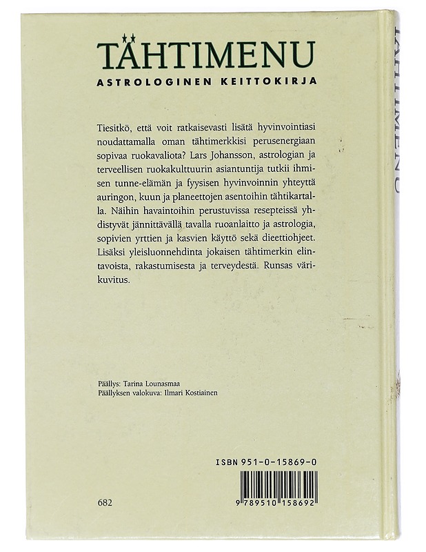 Tähtimenu: Astrologinen keittokirja - Lars Johansson - Ruokakirjat - 10105410500 - 1