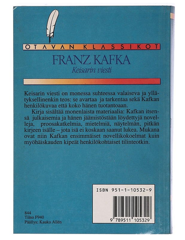 Keisarin viesti - Kafka, Franz - Romaanit ja novellit - 10105410601 - 1