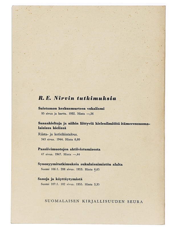 Sanoja ja käyttäytymistä - R. E. Nirvi - Tietokirjat - 10105411304 - 1