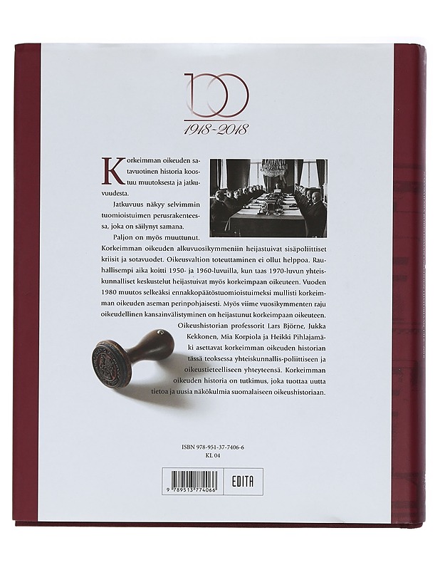 Lainkäyttöä läpi vuosisadan : näkökulmia Korkeimman oikeuden historiaan 1918-2018 - Pihlajamäki, Heikki - Tietokirjat - 10105412344 - 1