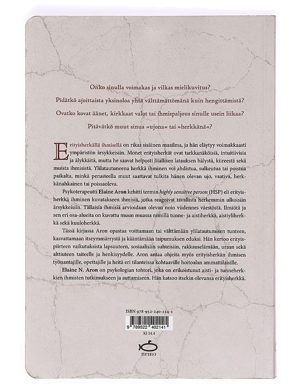 Erityisherkkä ihminen - Aron, Elaine N. - Tietokirjat - 10105412563 - 1