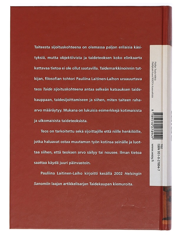Taide sijoituskohteena - Pauliina Laitinen-Laiho - Taide- ja kulttuurikirjat - 10105412829 - 1