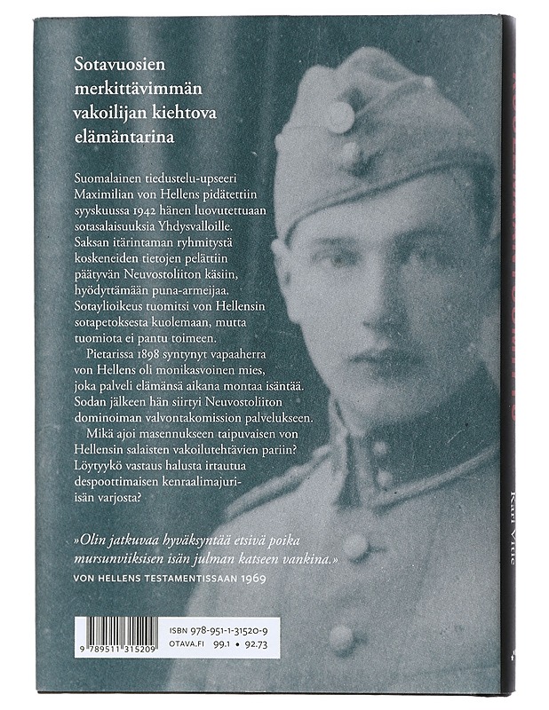 Kuolemaantuomittu : vakoilija von Hellensin kohtalo - Konttinen, Seppo - Elämäkerrat ja muistelmat - 10105413203 - 1