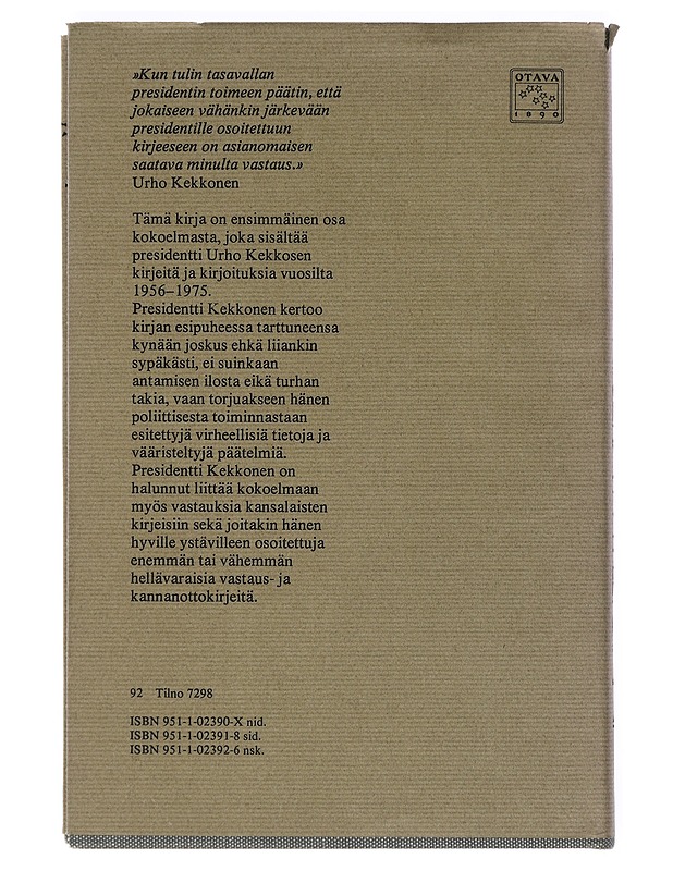 Kirjeitä myllystäni 1 ja 2 - Urho Kekkonen - Elämäkerrat ja muistelmat - 10105413507 - 1