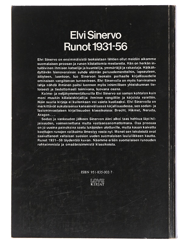 Elvi Sinervo : Runot 1931-56 - Kaunokirjallisuus - 10105413607 - 1