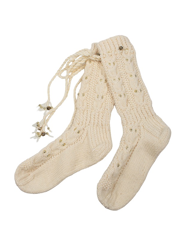 Käsintehdyt villasukat kulkusilla - Joulutuotteet - 10105413929 - 0