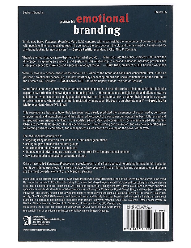 Emotional branding : the new paradigm for connecting brands to people - Marc Gobé - Tietokirjat - 10105414009 - 1