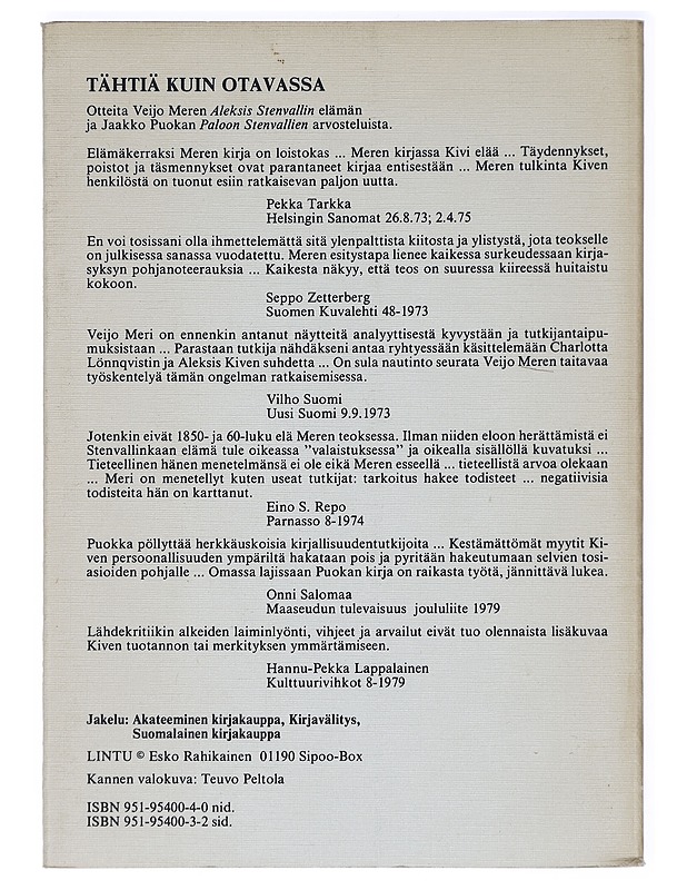 Tähtiä kuin Otavassa: Veijo Meri ja Jaakko Puokka Aleksis Kiven tutkijoina - Esko Rahikainen - Tietokirjat ja oppaat - 10105414038 - 1