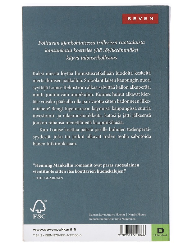 Savuna ilmaan - Mankell, Henning - Jännitys ja dekkarit - 10105414129 - 1