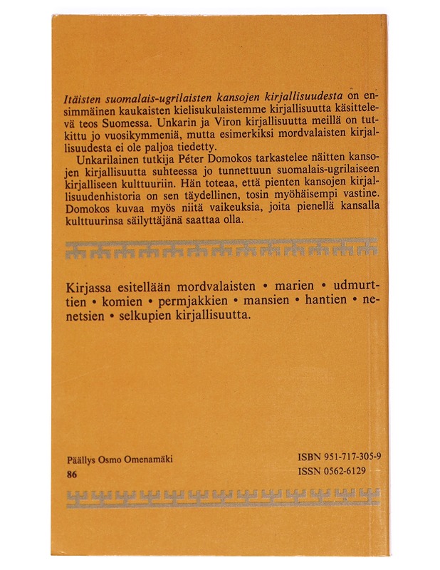Itäisten suomalais-ugrilaisten kansojen kirjallisuudesta - Domokos, Péter - Historiakirjat - 10105414248 - 1