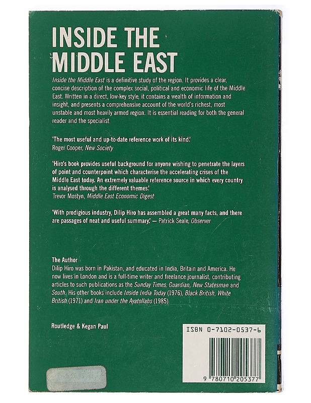 Inside the Middle East - Dilip Hiro - Tietokirjat ja oppaat - 10105414447 - 1