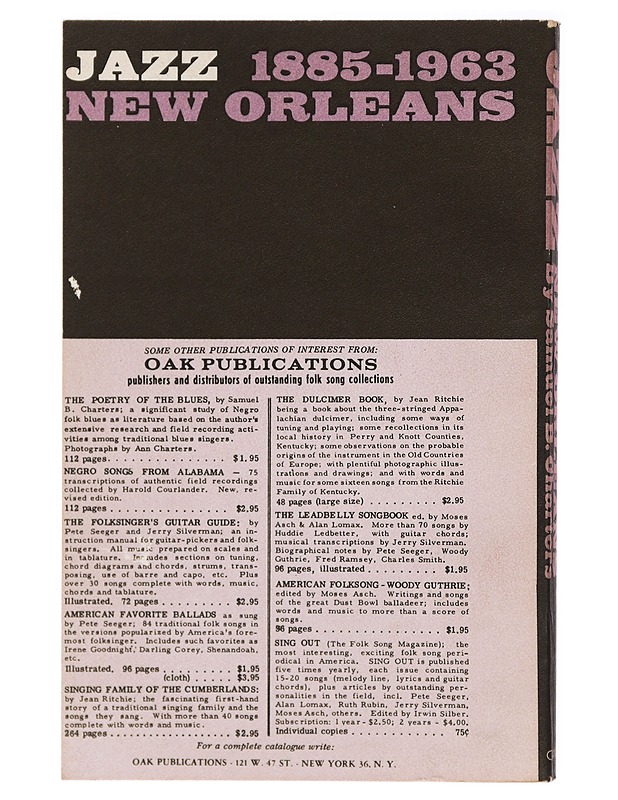 Jazz, New Orleans, 1885-1963: An index to the Negro musicians of New Orleans - Charters, Samuel B. - Historiakirjat - 10105414650 - 1