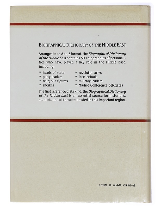 Biographical Dictionary of the Middle East - Yaacov Shimoni - Elämäkerrat ja muistelmat - 10105414759 - 1