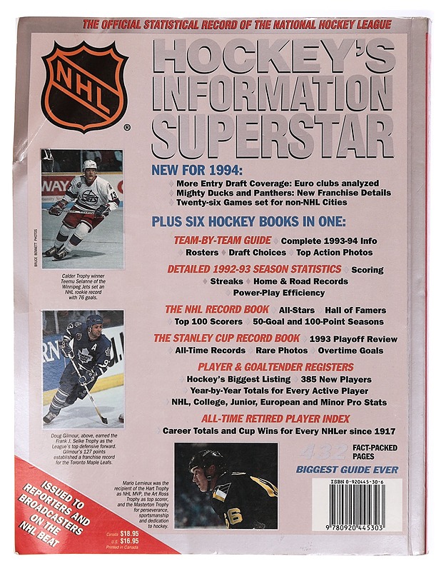 The NHL Official Guide & Record Book 1993-94  - Tietokirjat ja oppaat - 10105414826 - 1