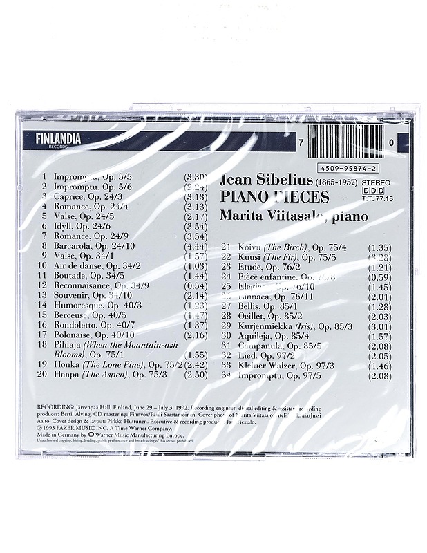 Jean Sibelius: Piano Pieces - CD - CD-levyt - 10105414829 - 1