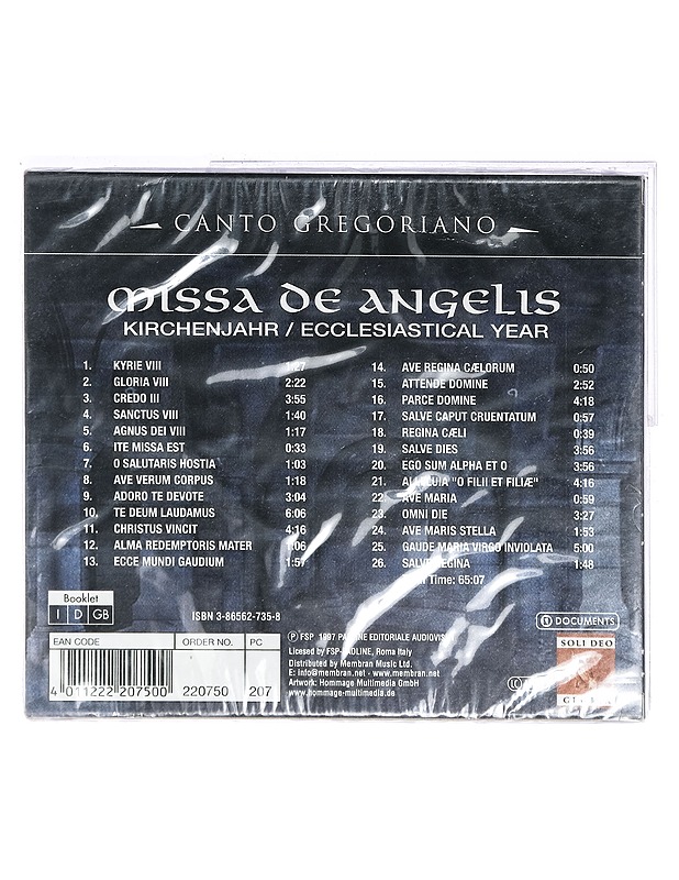 Canto Gregoriano: Missa de angelis - CD - CD-levyt - 10105414849 - 1