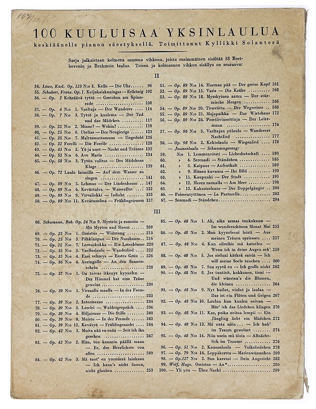 100 kuuluisaa yksinlaulua - Solanterä, Kyllikki - Musiikki- ja elokuvakirjat - 10105414869 - 1