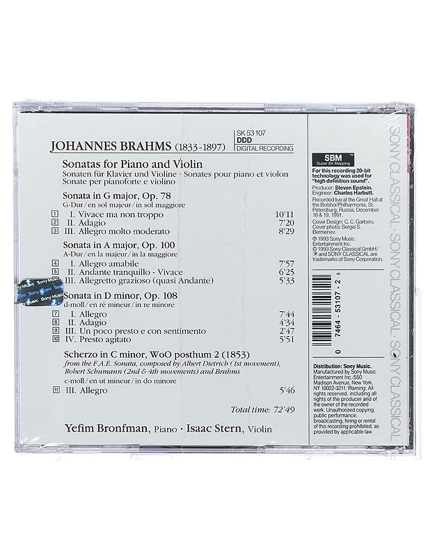 Brahms: Sonatas for Piano and Violin - CD - CD-levyt - 10105414933 - 1