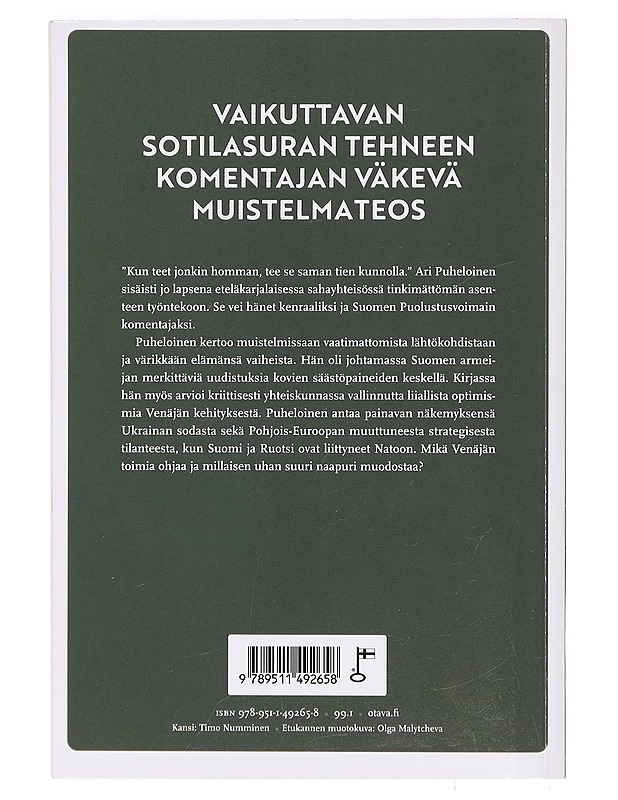 Sotilas ja työmies : muistikuvia ja mietteitä - Ari Puheloinen - Elämäkerrat ja muistelmat - 10105414966 - 1