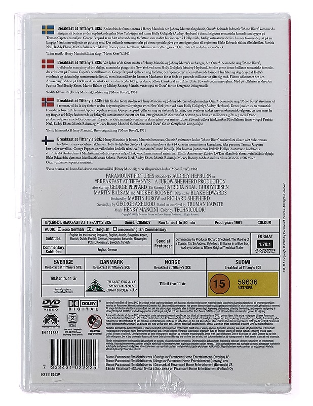 Breakfast At Tiffany's - DVD - DVD-elokuvat - 10105415119 - 1