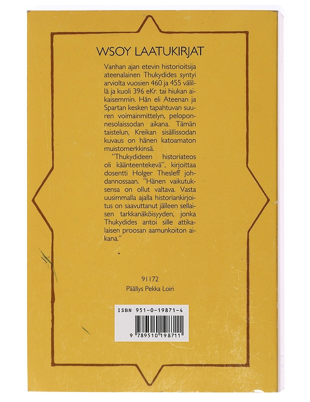 Peloponnesolaissota - Thukydides - Historiakirjat - 10105415300 - 1