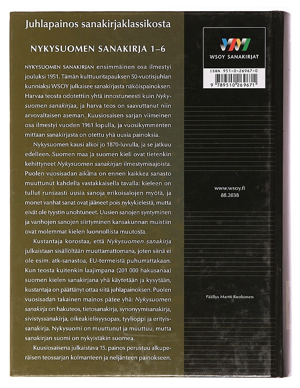 Nykysuomen sanakirja 1-6 - Sadeniemi, Matti - Tietokirjat ja oppaat - 10105415526 - 1
