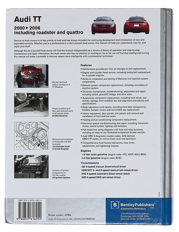 Audi TT Service Manual: 2000, 2001, 2002, 2003, 2004, 2005, 2006 - Bentley Publishers - Tietokirjat ja oppaat - 10105415921 - 1