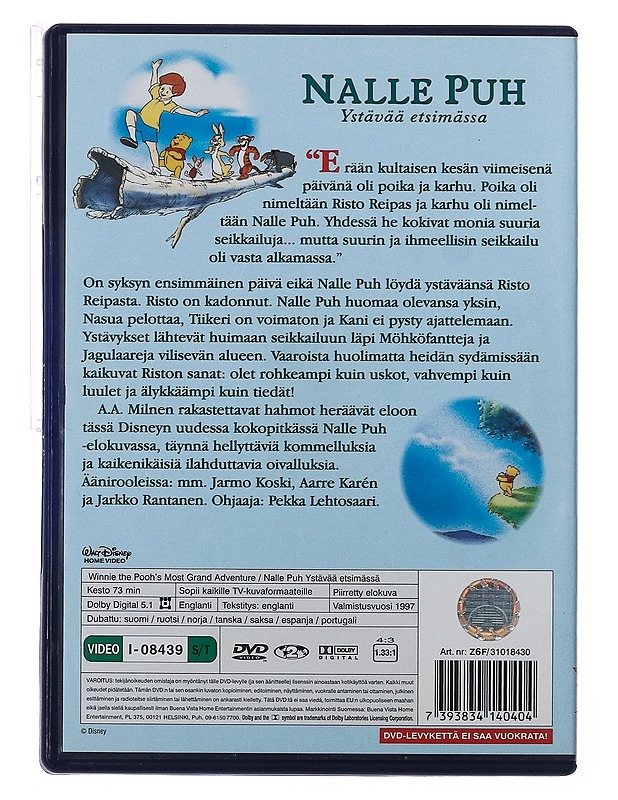 Nalle Puh: Ystävää Etsimässä - DVD - DVD-elokuvat - 10105416251 - 1