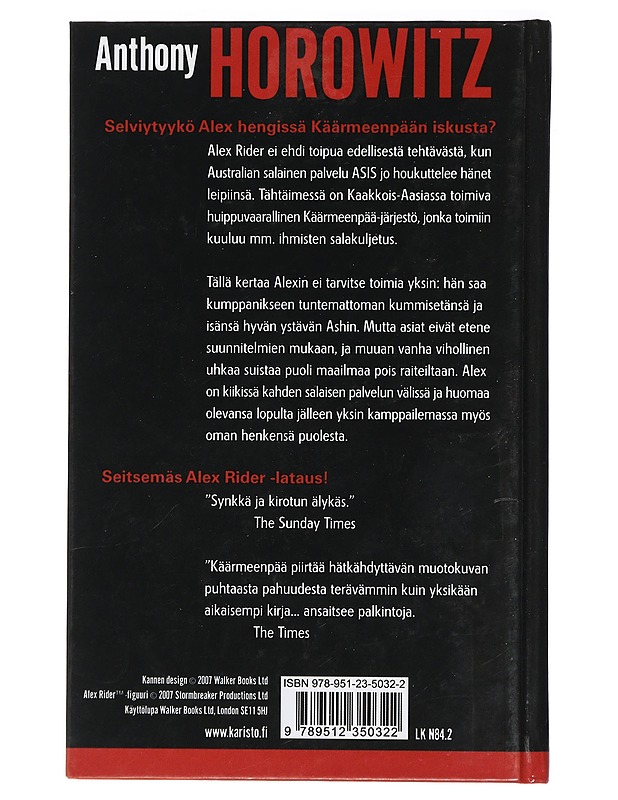 Alex Rider & käärmeenpää - Horowitz, Anthony - Jännitys ja dekkarit - 10105416405 - 1