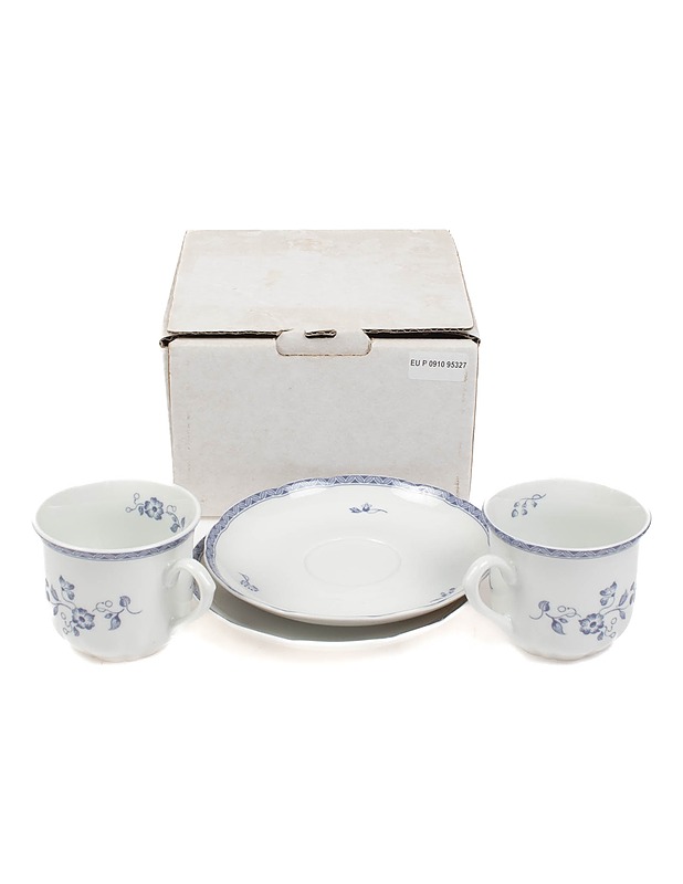 APILANLEHTI Sininen kartano kahvikupit aluslautasilla, 2 settiä - Lautaset ja kulhot - 10105416435 - 0