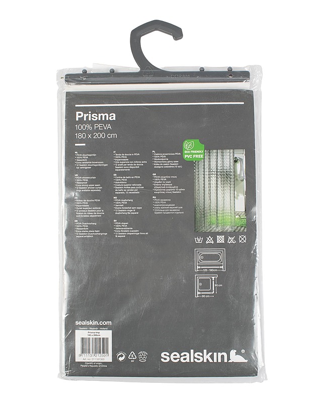 SEALSKIN Prisma suihkuverho, 180 x 200 cm - Muut kodintekstiilit - 10105416666 - 1