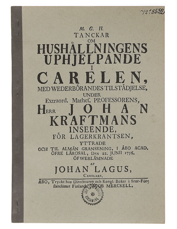Ajatuksia talouselämän kohentamiseksi Karjalassa - Lagus, Johannes - Historiakirjat - 10105416803 - 0