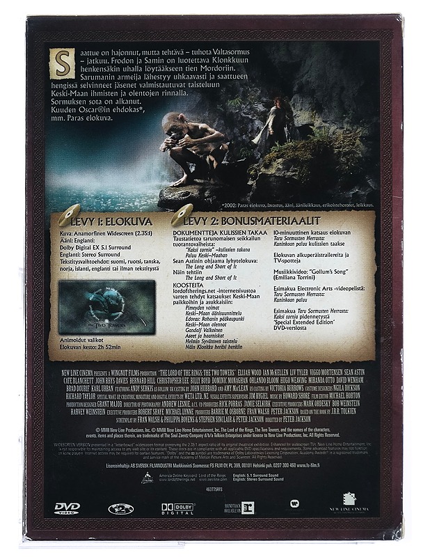 Taru Sormusten Herrasta kaksi tornia - DVD - DVD-elokuvat - 10105416946 - 1