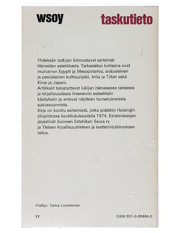 Aarne Kinnunen (toim.) : Itämaiden estetiikka : Suomen estetiikan seuran vuosikirja 3 - Tietokirjat - 10105417078 - 1