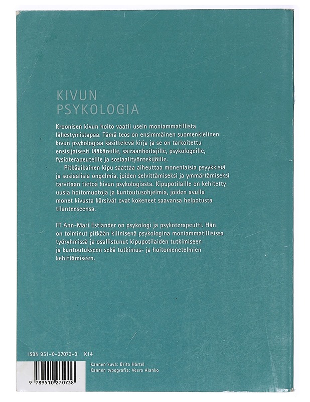 Kivun psykologia - Estlander, Ann-Mari - Tietokirjat ja oppaat - 10105417135 - 1