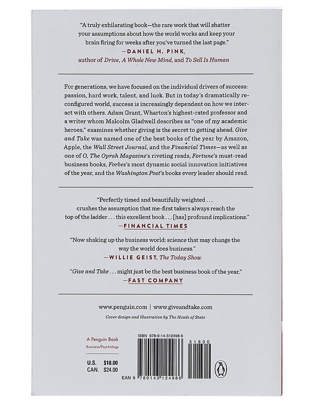 Give and Take : why helping others drives our success - Grant, Adam - Tietokirjat ja oppaat - 10105417139 - 1