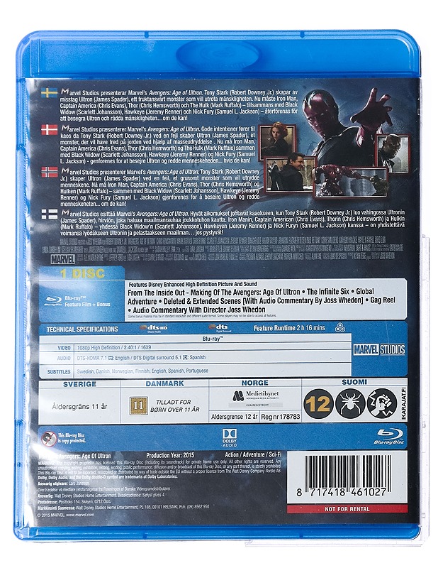 Avengers: Age of Ultron - Blu-ray - Blu-ray-levyt - 10105417753 - 1