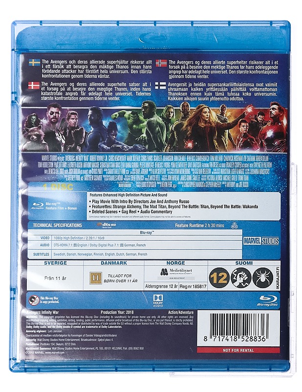 Avengers: Infinity War - Blu-ray - Blu-ray-levyt - 10105417754 - 1