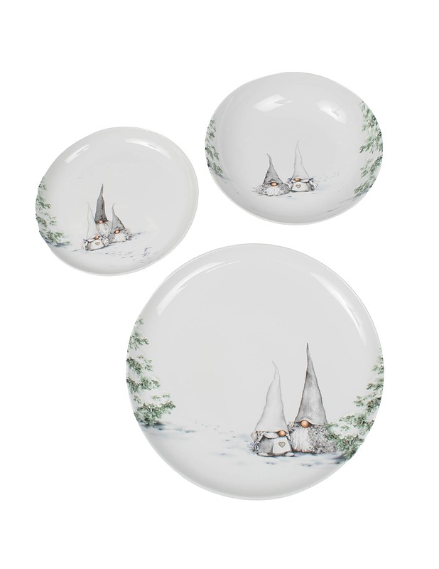 APILANLEHTI Valkoinen Tonttumetsä astiasto, 6 osaa - Lautaset ja kulhot - 10105417761 - 1