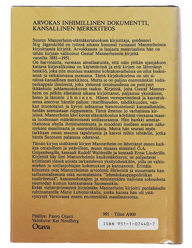 Kirjeitä seitsemän vuosikymmenen ajalta - Mannerheim, Carl Gustaf Emil - Elämäkerrat ja muistelmat - 10105417891 - 1