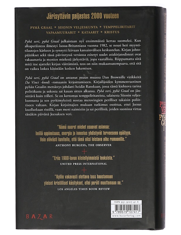 Pyhä veri, Pyhä Graal - Baigent, Michael - Historiakirjat - 10105417901 - 1