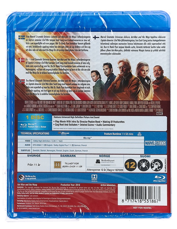 Ant-Man and the Wasp - Blu-ray - Blu-ray-levyt - 10105419391 - 1