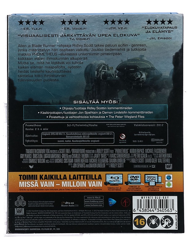 Prometheus - Blu-ray + DVD - DVD-elokuvat - 10105419396 - 1