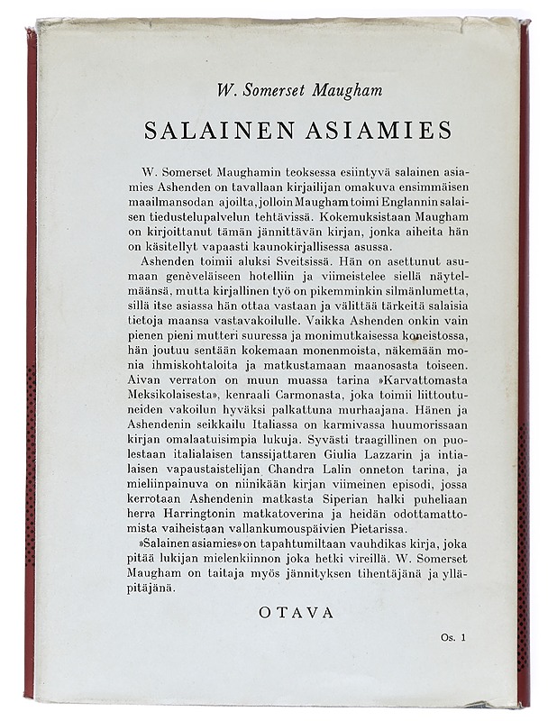Salainen asiamies - Maugham, W. Somerset - Romaanit ja novellit - 10105419487 - 1
