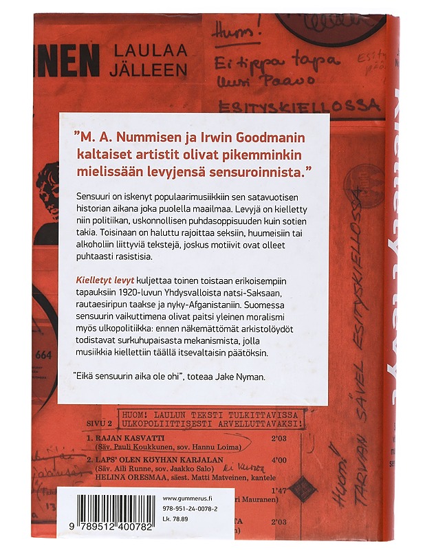 Kielletyt levyt : sata vuotta musiikin sensuuria - Nyman, Jake - Historiakirjat - 10105419536 - 1
