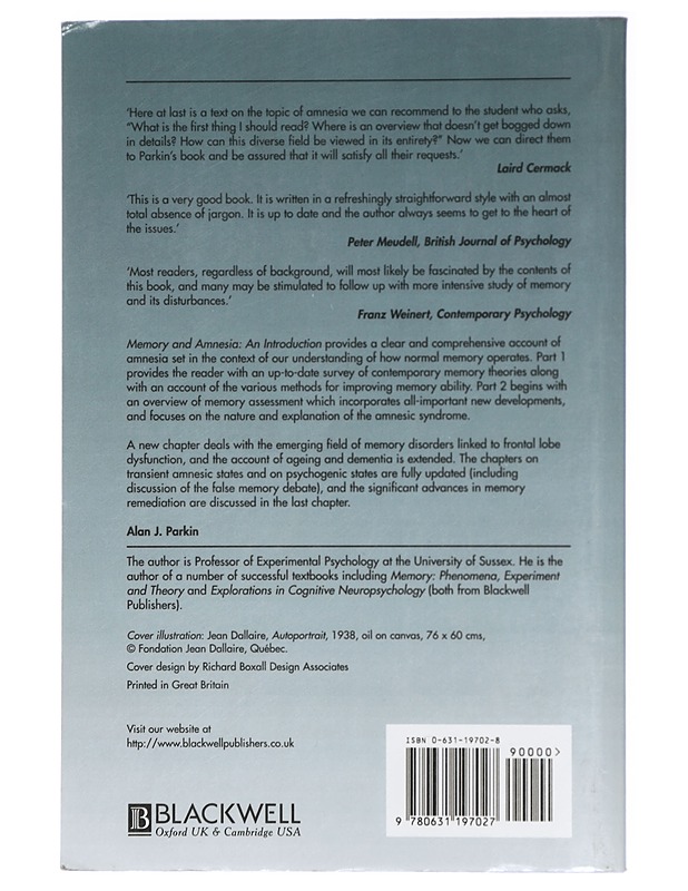 Memory and Amnesia : An Introduction - Alan J. Parkin - Tietokirjat ja oppaat - 10105419578 - 1