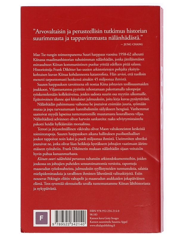 Mao : Kiinan suuri nälänhätä 1958-1962 - Dikötter, Frank - Historiakirjat - 10105419681 - 1