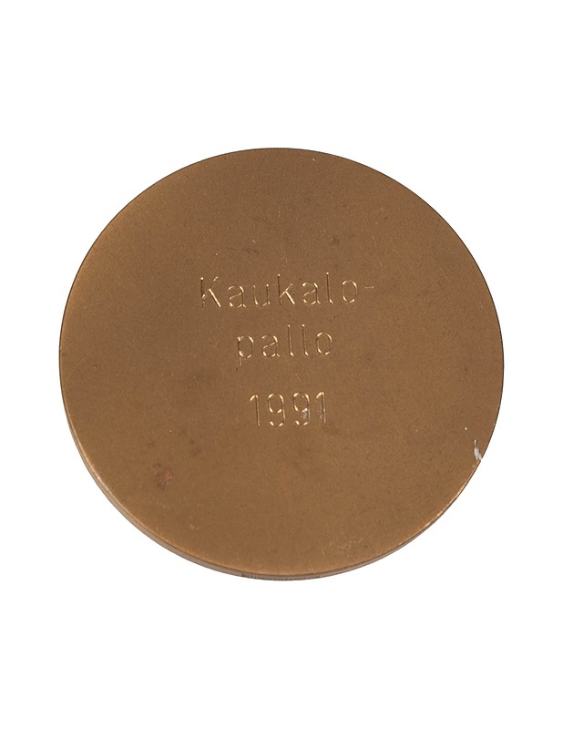 KULTATEOLLISUUS Kaukalo-pallo 1991 mitali - Koriste-esineet - 10105419788 - 1